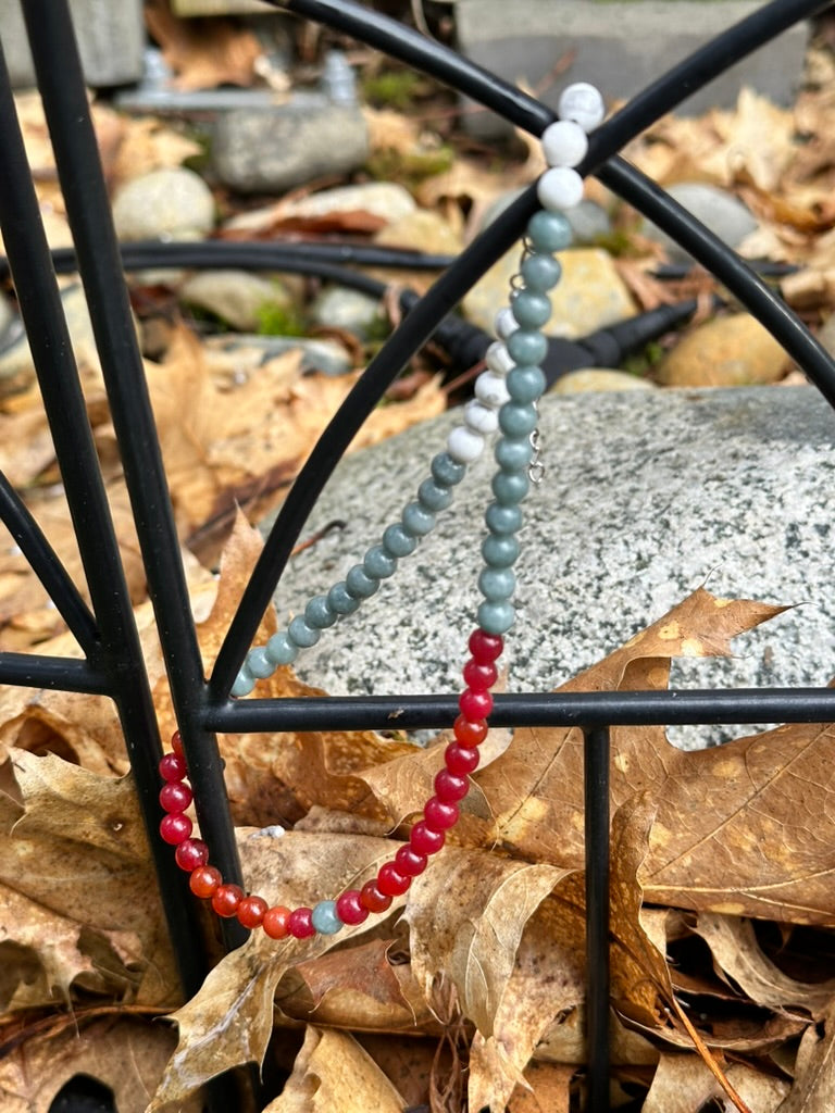Choker: The Aries : Carnelian, Aventurine, Howlite