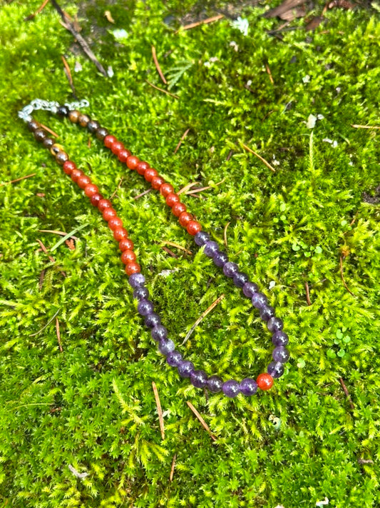 Choker: The Libra : Amethyst, Carnelian, Tiger's Eye