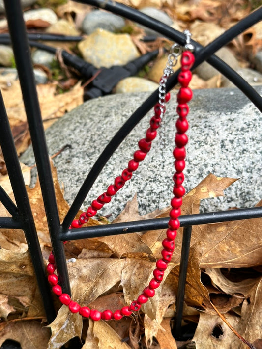 Choker: Off Centered Series: Red Skulls with Black Skull