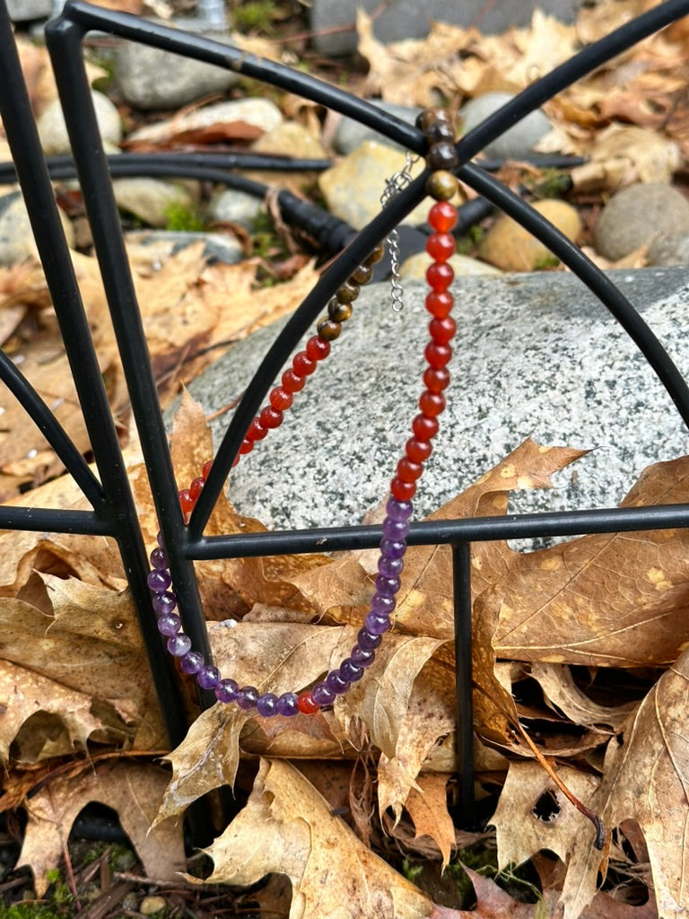 Choker: The Libra : Amethyst, Carnelian, Tiger's Eye