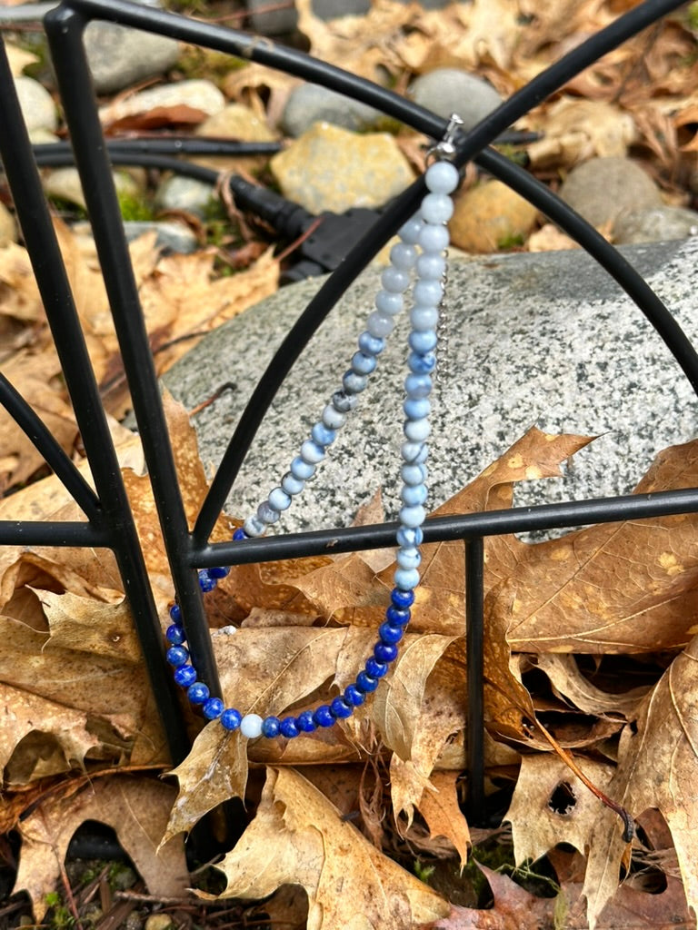 Choker: The Taurus : Lapis Lazuli, Aquamarine, Blue Lace Agate