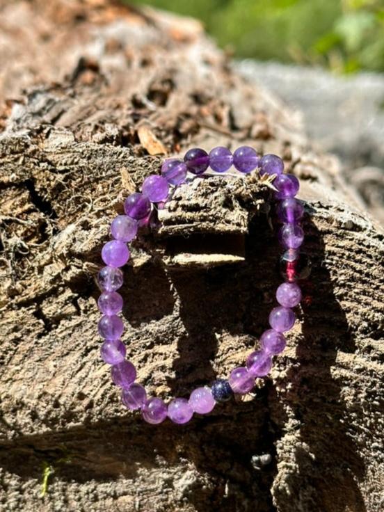 Amethyst, 6mm bead gemstone bracelet
