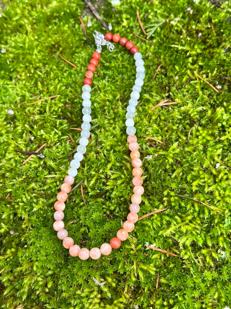 Choker: The Cancer : Sunstone, Moonstone, Red Jasper