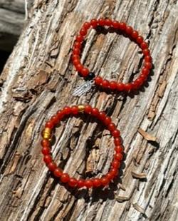 Carnelian, 6mm bead gemstone bracelet with or without a Hamsa Hand Charm