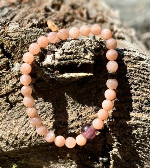 Sunstone, 6mm bead gemstone bracelet