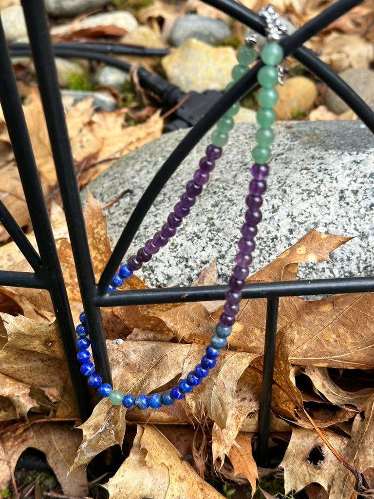 Choker: The Sagittarius : Green Aventurine, Amethyst, Lapis Lazuli