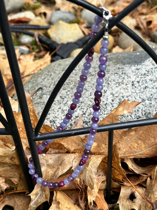 Choker: Off Centered Series: Amethyst, Tanzanite and Skull Beads