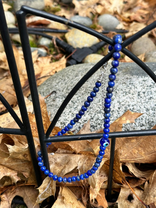 Choker: Off Centered Series: Lapis Lazuli with Nazar Bead