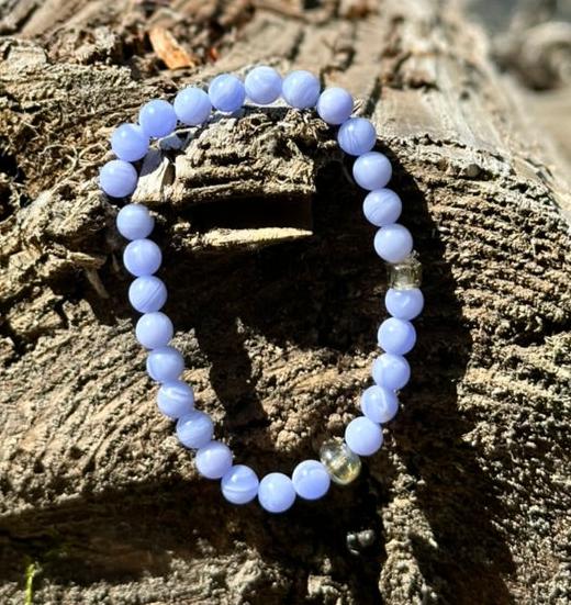 Blue Agate, 6mm bead gemstone bracelet