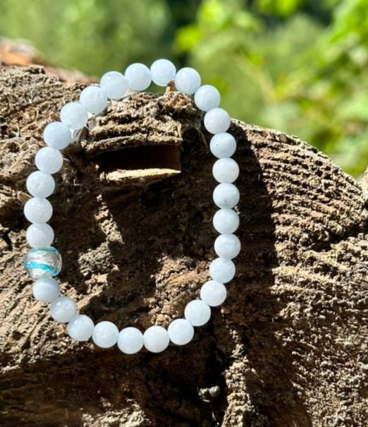 Aquamarine, 6mm bead gemstone bracelet