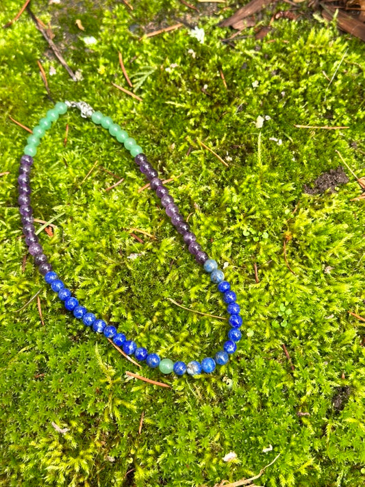 Choker: The Sagittarius : Green Aventurine, Amethyst, Lapis Lazuli