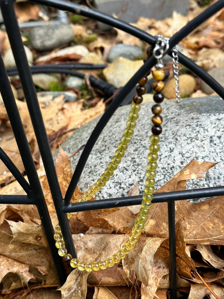 Choker: The Leo : Citrine, Peridot, Tiger's Eye