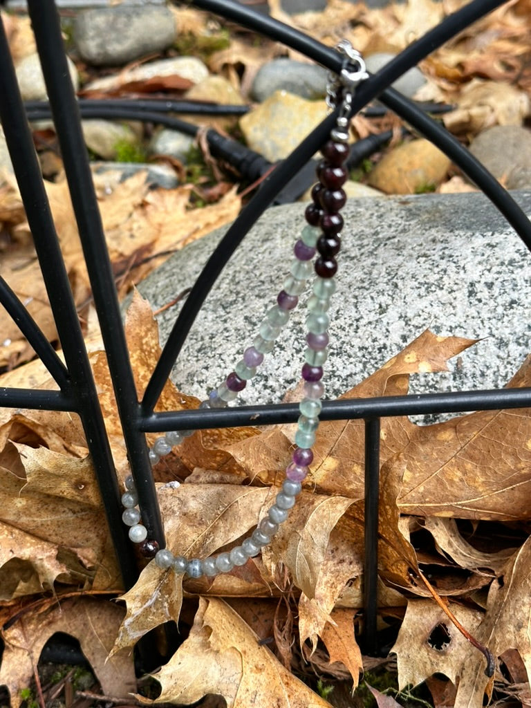 Choker: The Capricorn : Labradorite, Rainbow Fluorite, Garnet