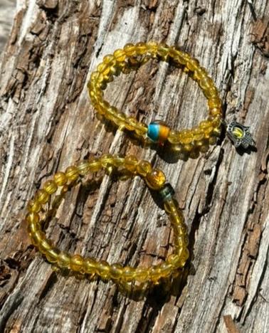 Citrine, 6mm bead gemstone bracelet with or without a Hamsa Hand Charm