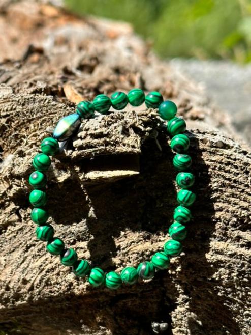 Malachite, 6mm bead gemstone bracelet