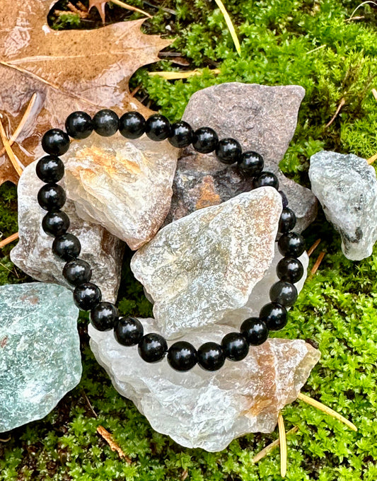 Obsidian, 6mm bead gemstone bracelet