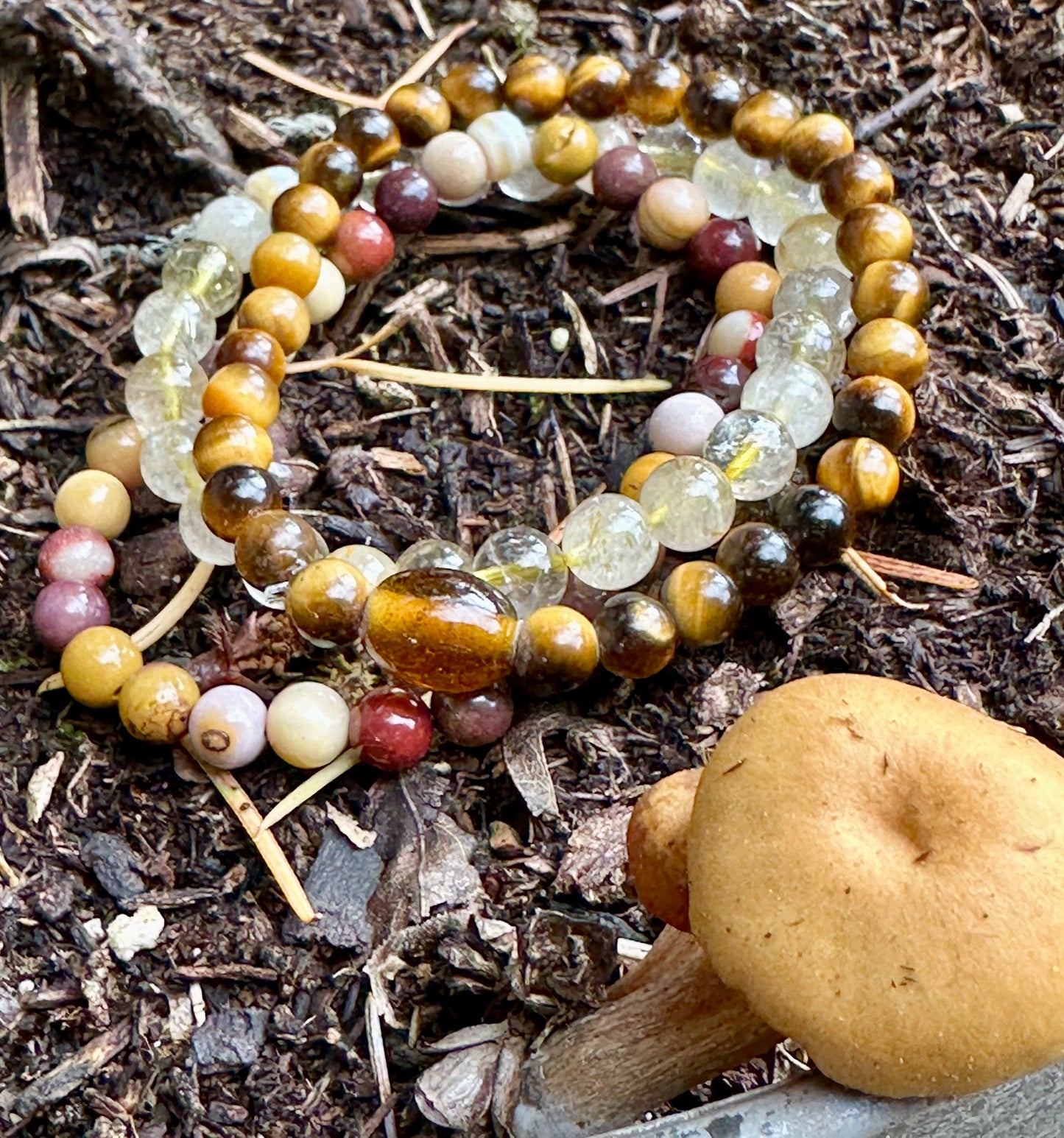 4 Elements Series Trio:Earth 1 :Rutilated Quartz, Mookaite Jasper, Tiger's Eye