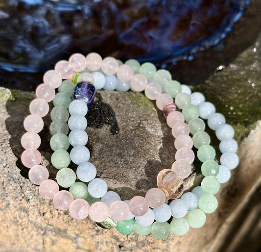 4 Elements Series Trio: Water 3: Rose Quartz, Aventurine, Aquamarine