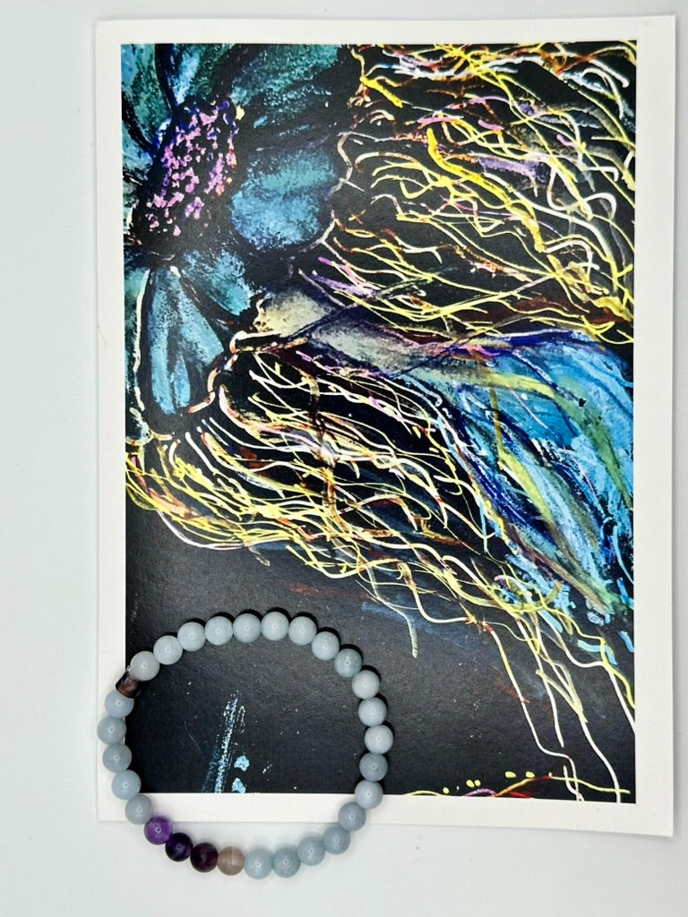 Jellyfish Beauty Greeting Card and Aquamarine Bracelet Artist Collaboration