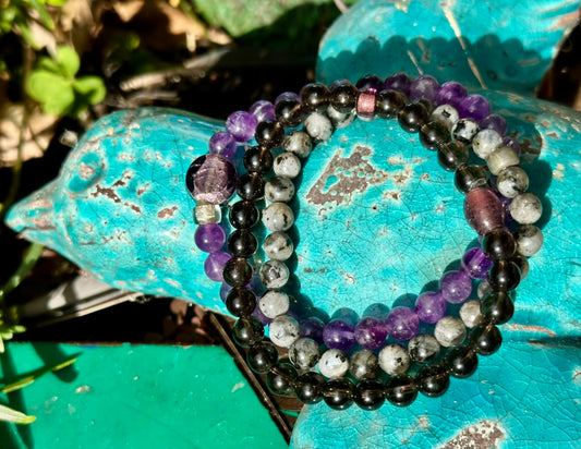 4 Elements Series Trio: Air 1 : Amethyst, Smoky Quartz, Labradorite