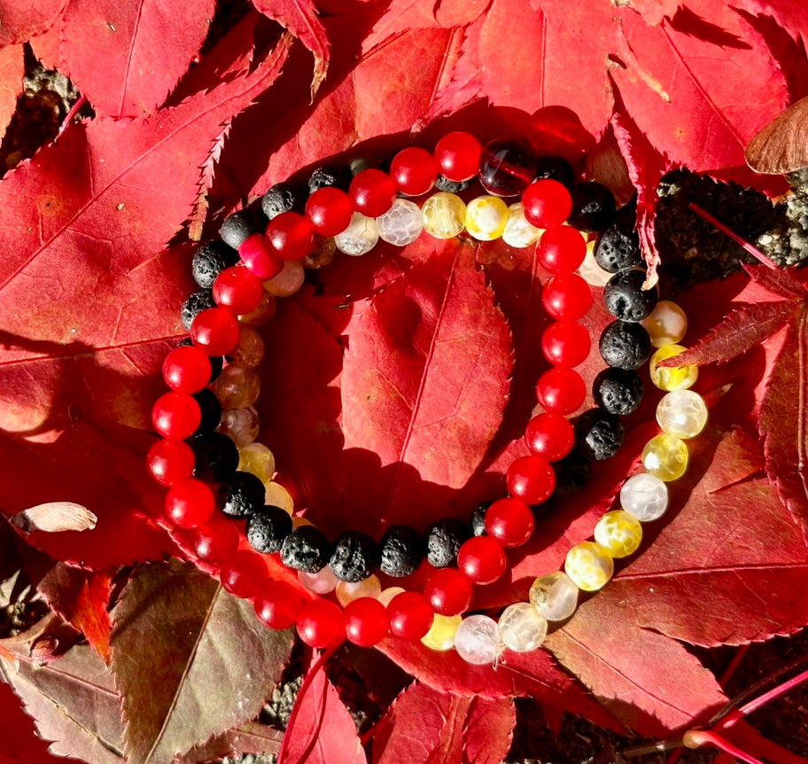 4 Elements Series Trio: Fire 2: Carnelian, Lava Stone, Yellow Fire Agate