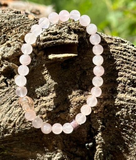 Pink Quartz, 6mm bead gemstone bracelet