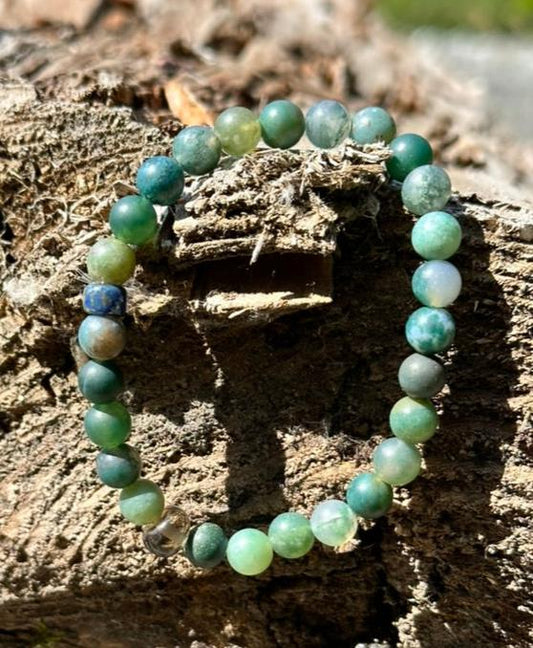 Moss Green Agate, 6mm bead gemstone bracelet