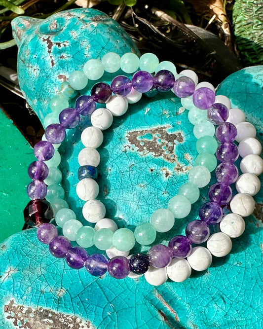 4 Elements Series Trio: Air 4 : Howlite, Angelite, Amethyst