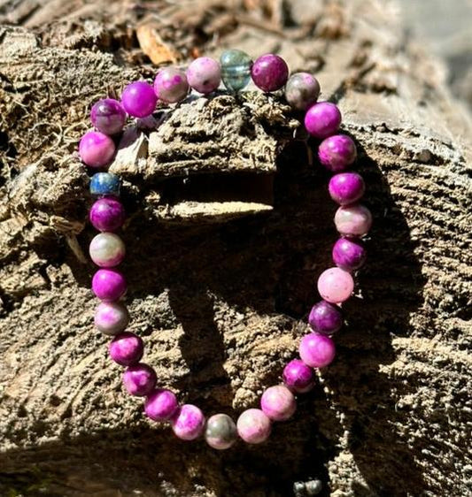 Purple Sugilite, 6mm bead gemstone bracelet