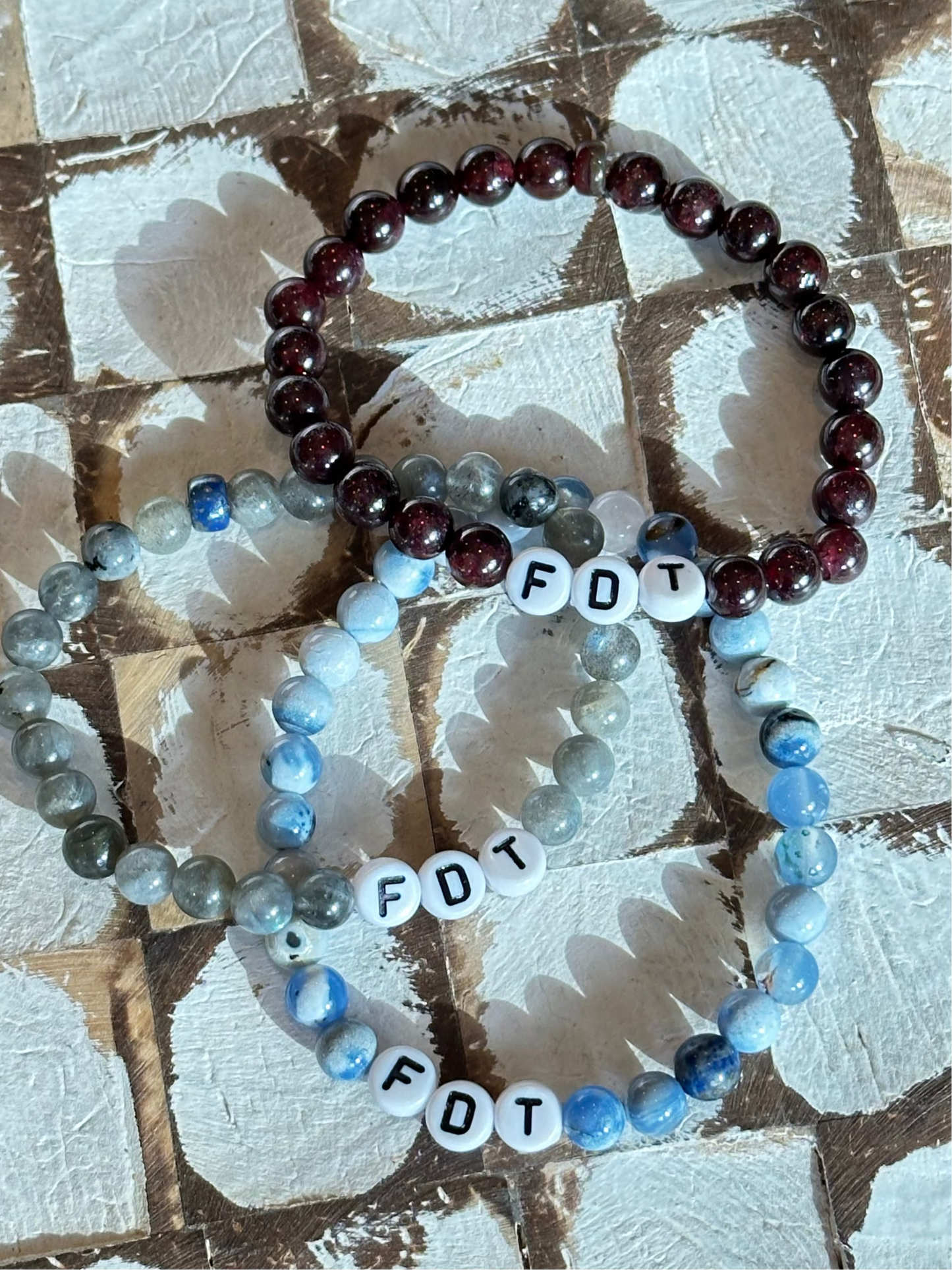 FDT, 6mm bead gemstone bracelet